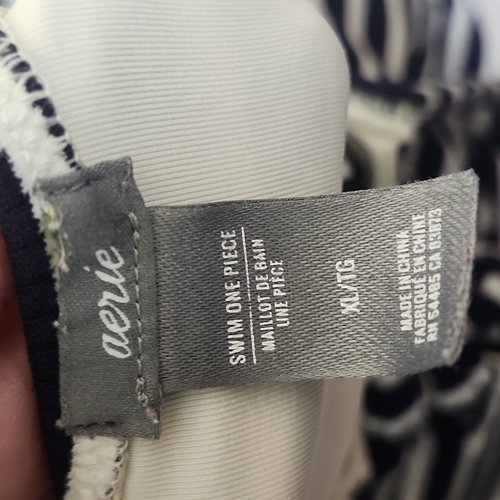 Aerie Striped Ribbed Lace Up Swimsuit Navy and White - Picture 7 of 10